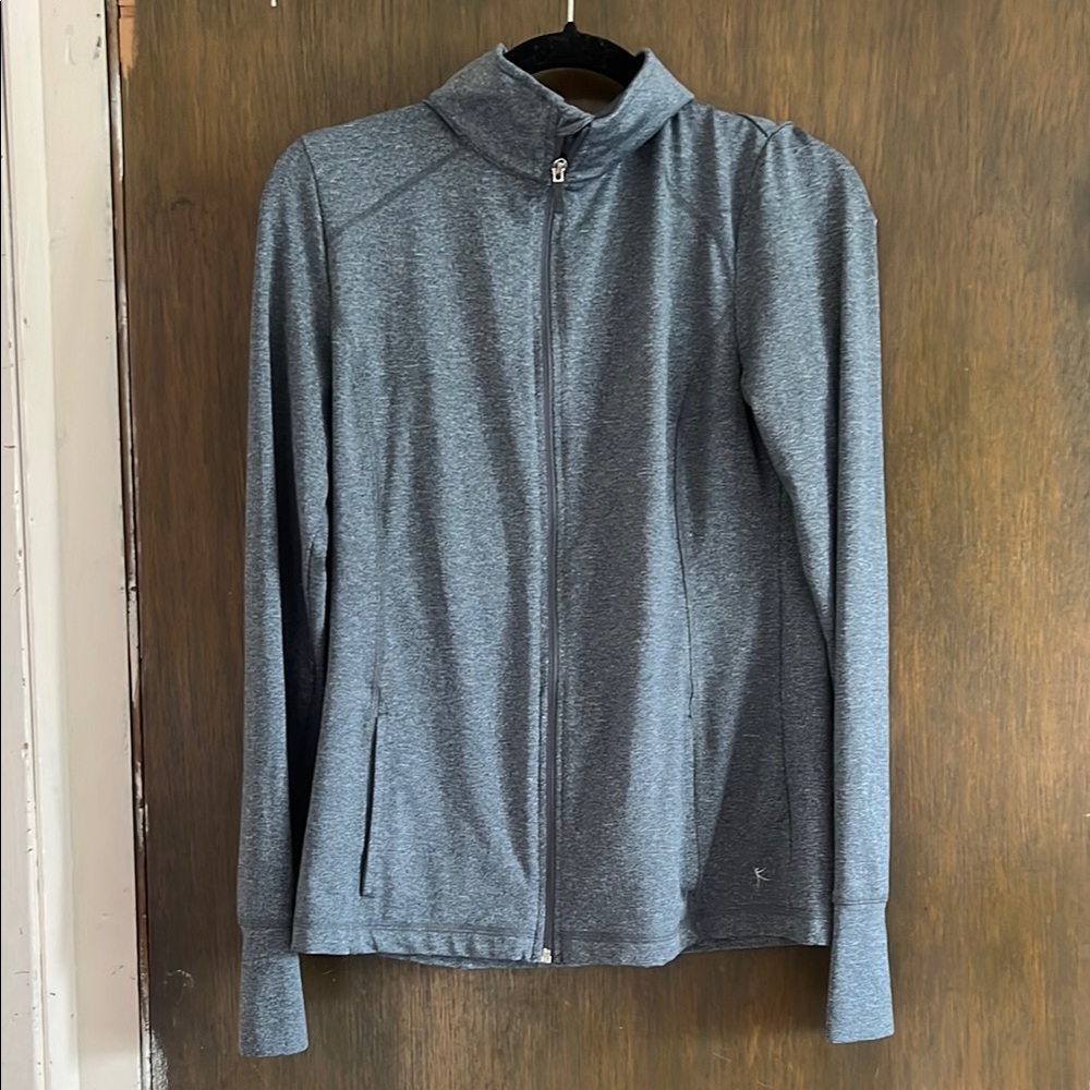 Danskin Gray Athletic Full Zip Jacket Slim Fit Size 10
